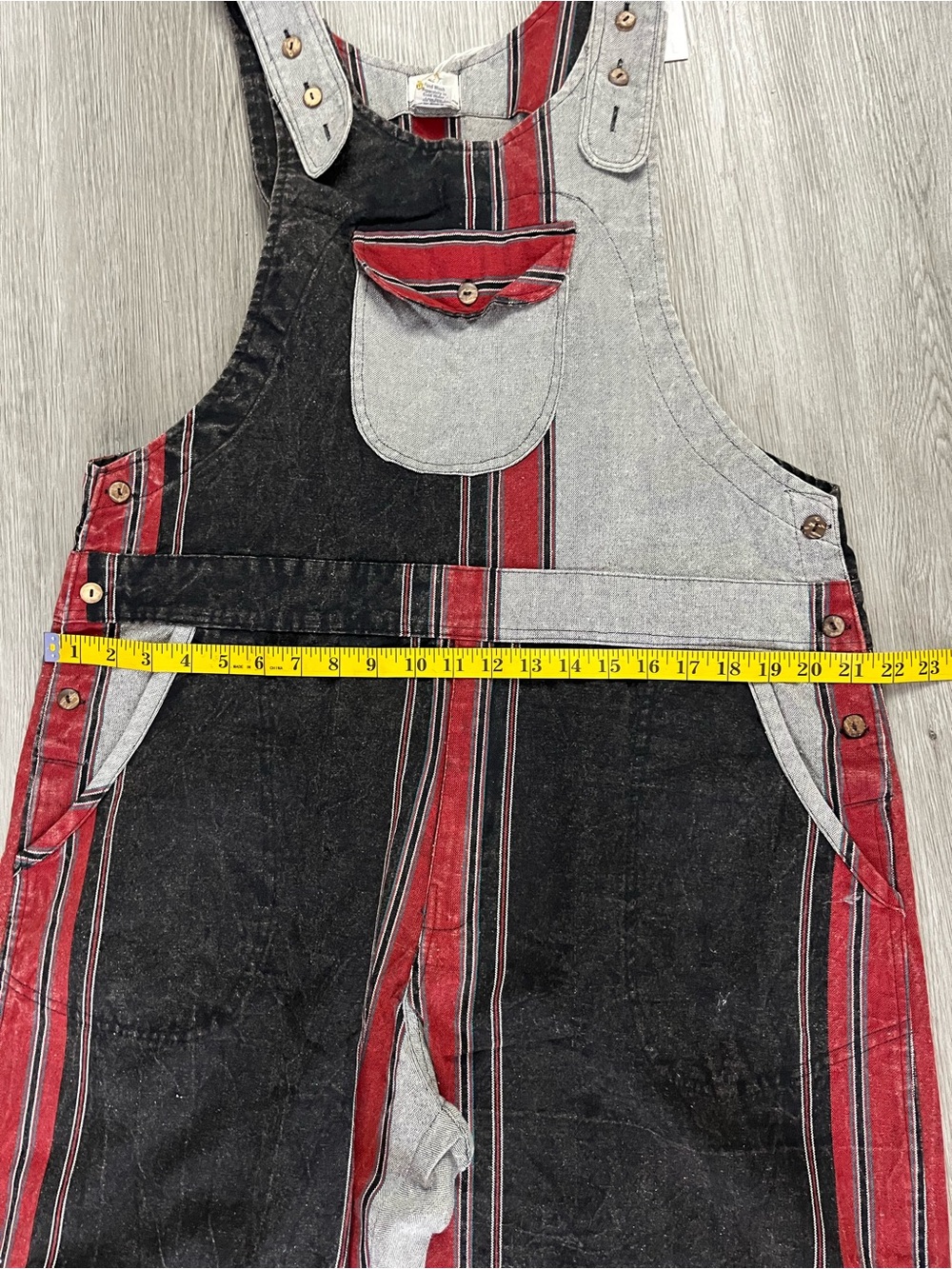 223–NWT Striped Brown Multi-Color Cotton Overalls - Picture 3 of 4